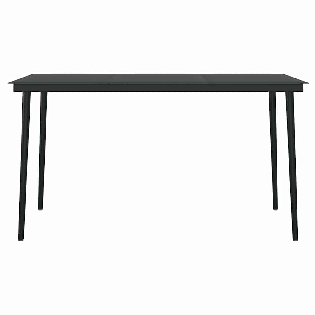 Set Mobili da Pranzo per Giardino 5 pz Nero Polyrattan Vetro | homemem39