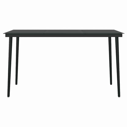 Set Mobili da Pranzo per Giardino 5 pz Nero Polyrattan Vetro | homemem39
