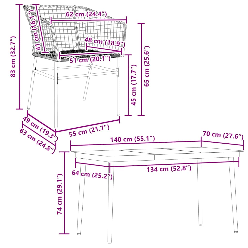 Set Mobili da Pranzo per Giardino 5 pz Nero Polyrattan Vetro | homemem39