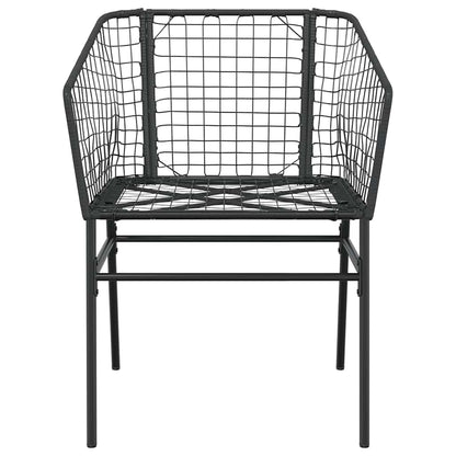 Set Pranzo da Giardino 7 pz Nero Polyrattan Vetro | homemem39