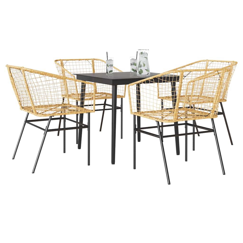 Set da Pranzo da Giardino 5pz Polyrattan Vetro | homemem39