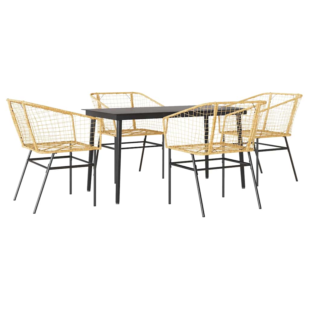 Set da Pranzo da Giardino 5pz Polyrattan Vetro | homemem39