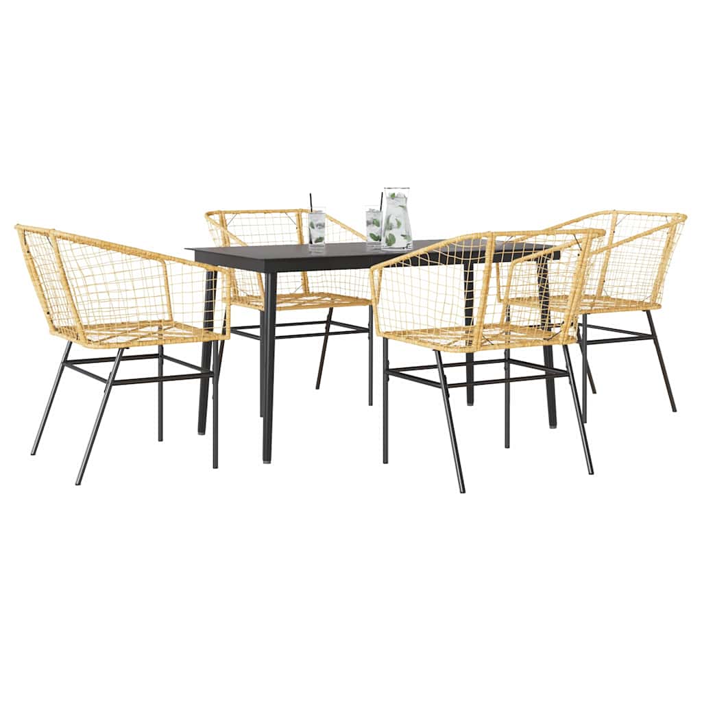 Set da Pranzo da Giardino 5pz Polyrattan Vetro | homemem39