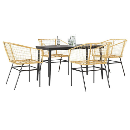 Set da Pranzo da Giardino 5pz Polyrattan Vetro | homemem39
