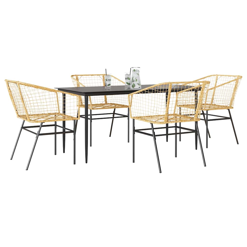 Set da Pranzo da Giardino 5pz Polyrattan Vetro | homemem39