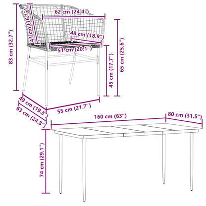 Set Pranzo da Giardino 7pz Marrone Polyrattan Vetro | homemem39