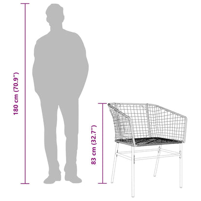 Set Pranzo da Giardino 7pz Marrone Polyrattan Vetro | homemem39