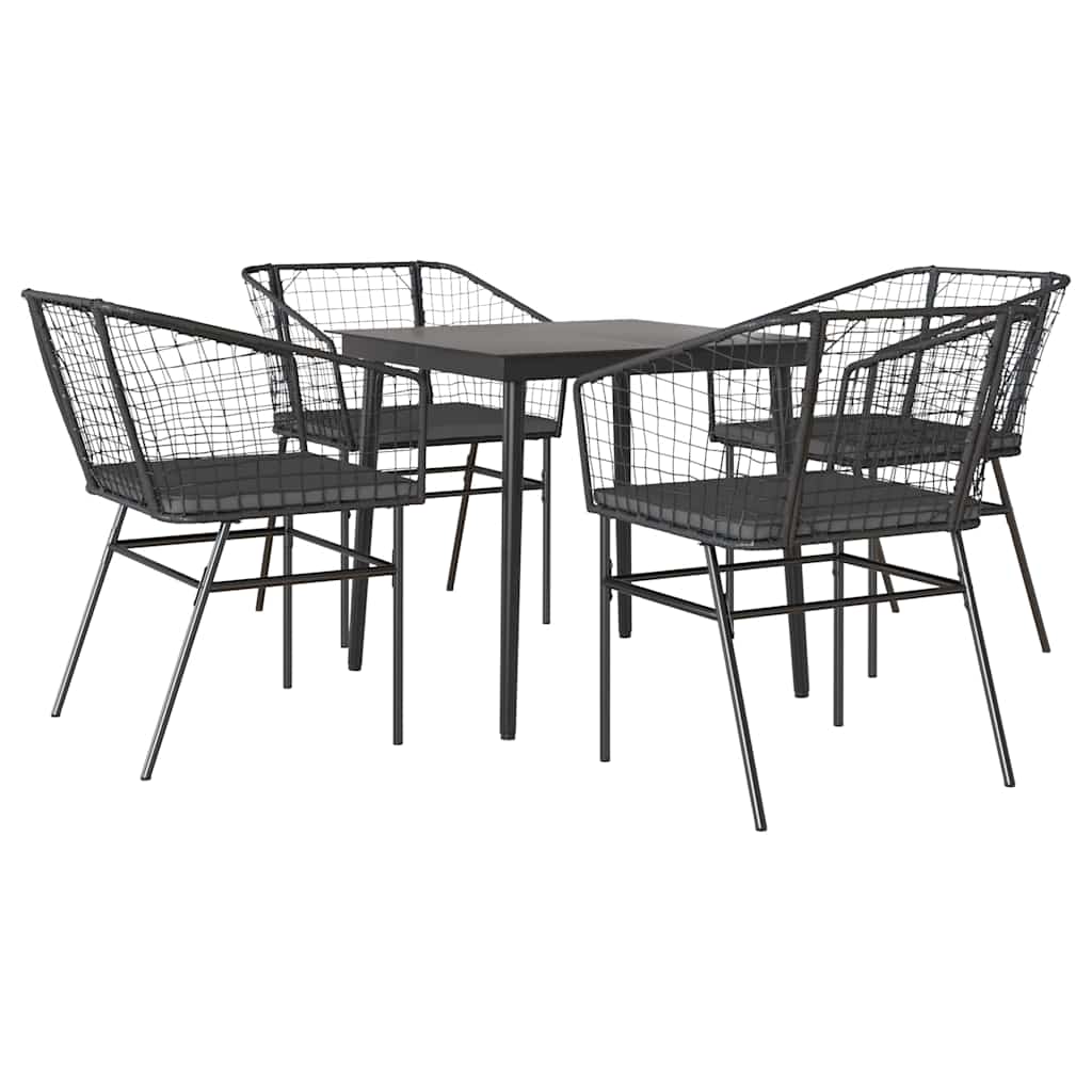 Set da Pranzo da Giardino con Cuscini 5 pz Polyrattan Vetro | homemem39