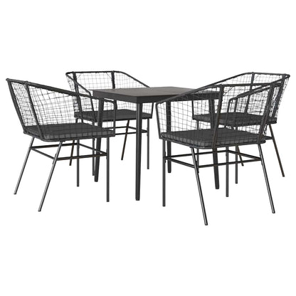 Set da Pranzo da Giardino con Cuscini 5 pz Polyrattan Vetro | homemem39