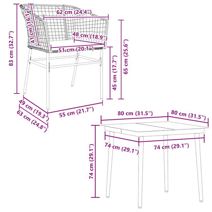 Set da Pranzo da Giardino con Cuscini 5 pz Polyrattan Vetro | homemem39