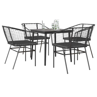 Set da Pranzo da Giardino con Cuscini 5 pz Polyrattan Vetro | homemem39