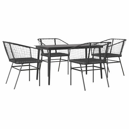 Set da Pranzo da Giardino con Cuscini 5 pz Polyrattan Vetro