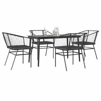 Set da Pranzo da Giardino con Cuscini 5 pz Polyrattan Vetro