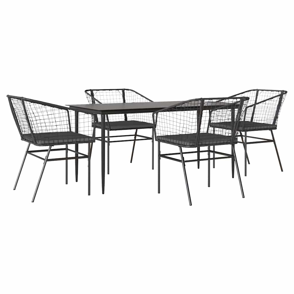Set da Pranzo da Giardino con Cuscini 5 pz Polyrattan Vetro | homemem39
