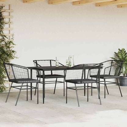 Set da Pranzo da Giardino con Cuscini 5 pz Polyrattan Vetro | homemem39