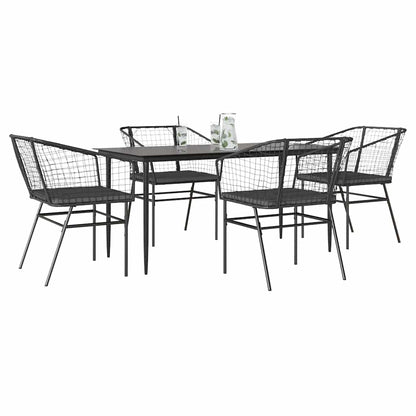 Set da Pranzo da Giardino con Cuscini 5 pz Polyrattan Vetro | homemem39