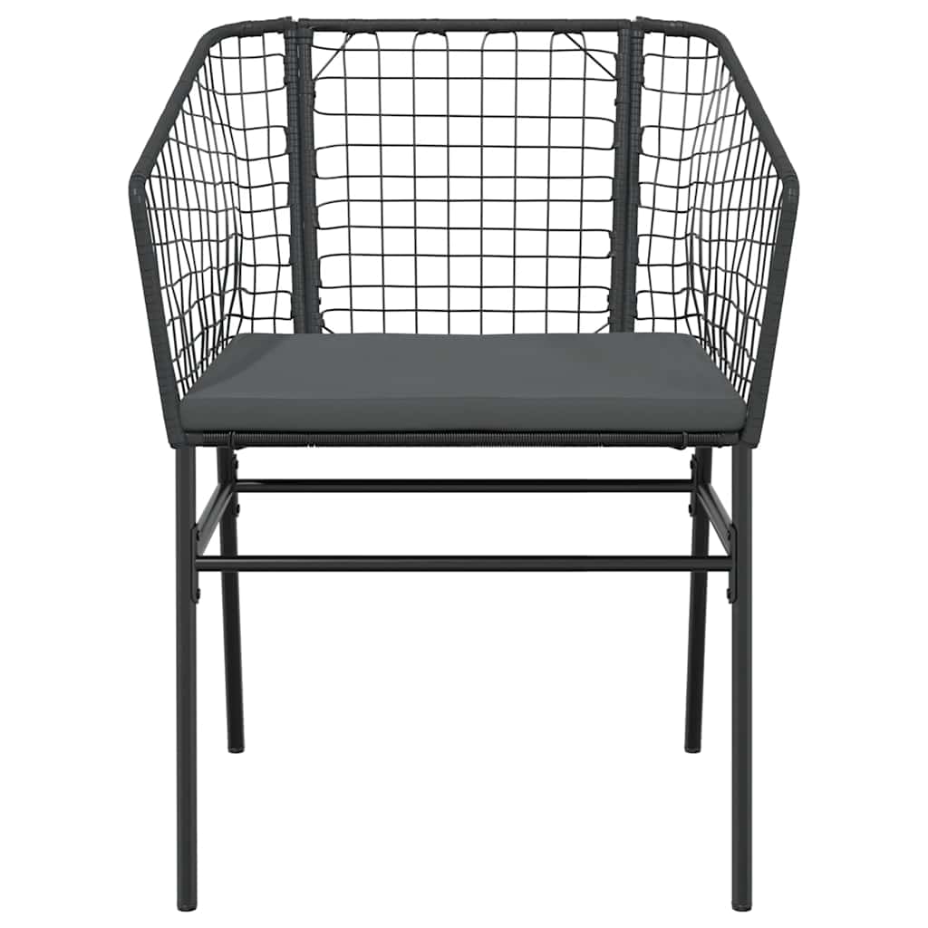 Set Pranzo da Giardino 7 pz Nero con Cuscini Polyrattan Vetro