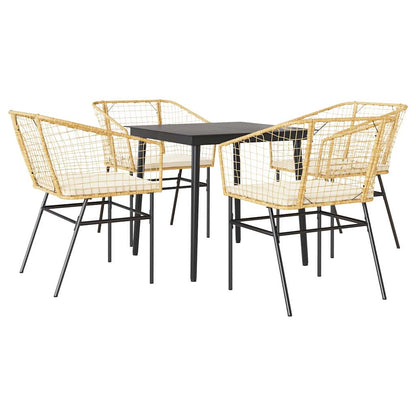 Set da Pranzo da Giardino 5pz con Cuscini Polyrattan Vetro | homemem39
