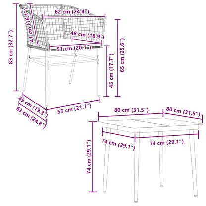 Set da Pranzo da Giardino 5pz con Cuscini Polyrattan Vetro | homemem39