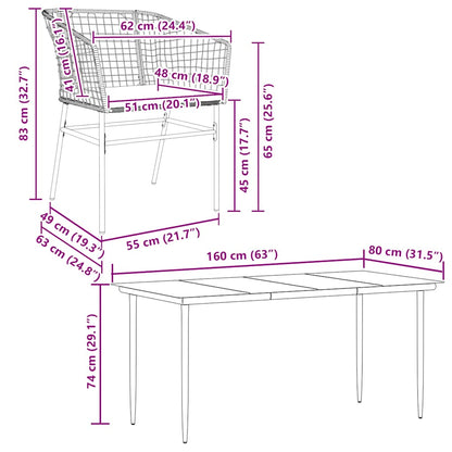 Set da Pranzo da Giardino 5pz con Cuscini Polyrattan Vetro | homemem39