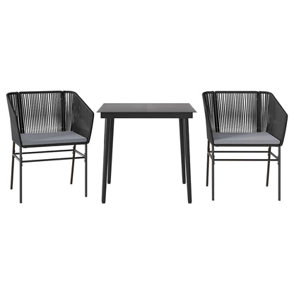Set da Pranzo da Giardino 3 pz con Cuscini Polyrattan Vetro | homemem39