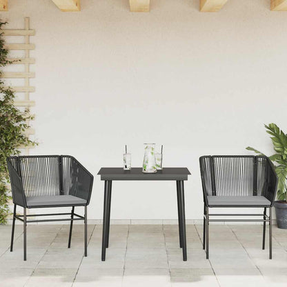 Set da Pranzo da Giardino 3 pz con Cuscini Polyrattan Vetro | homemem39