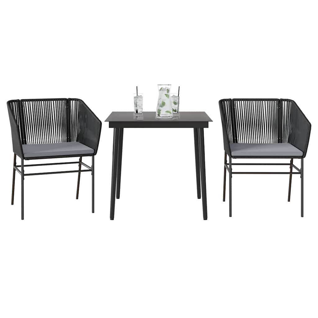 Set da Pranzo da Giardino 3 pz con Cuscini Polyrattan Vetro | homemem39