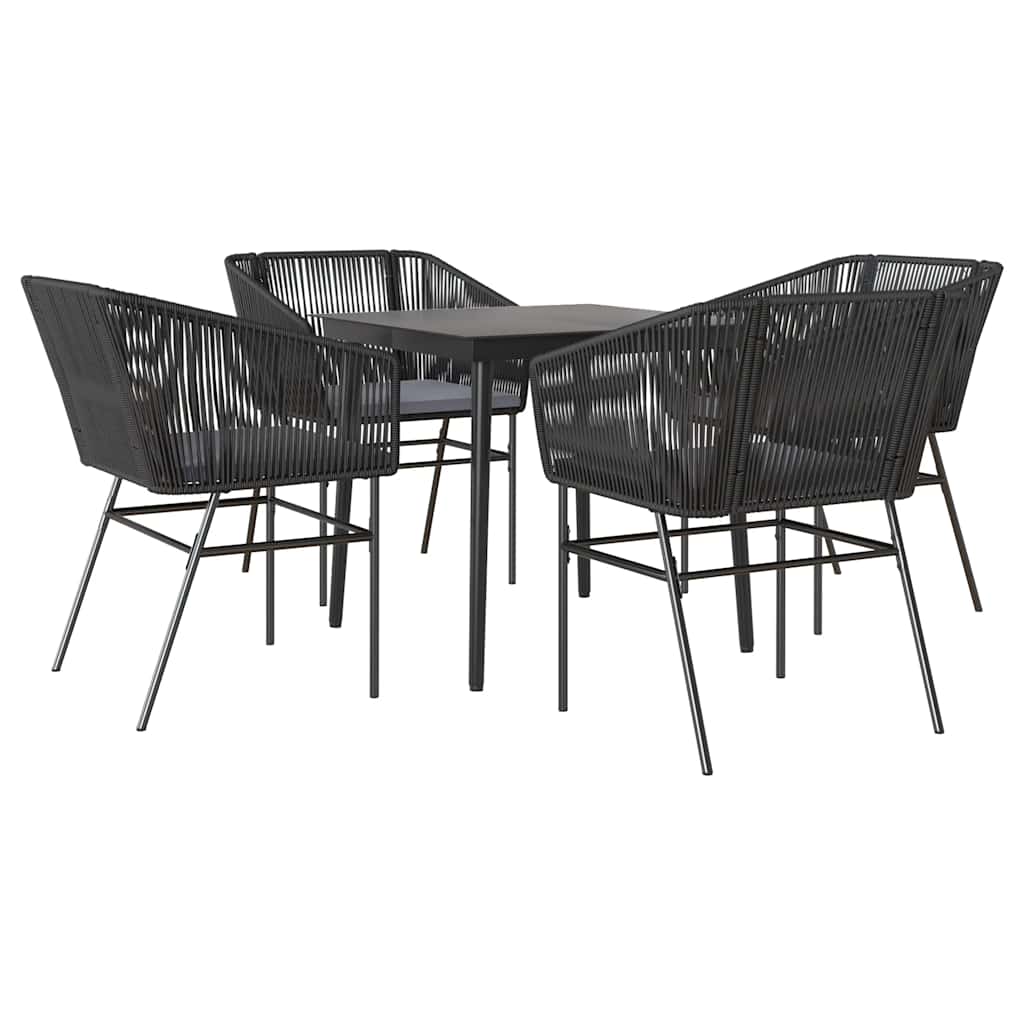 Set da Pranzo da Giardino con Cuscini 5 pz Polyrattan Vetro | homemem39
