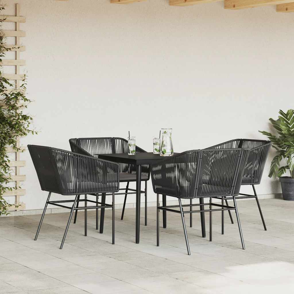 Set da Pranzo da Giardino con Cuscini 5 pz Polyrattan Vetro | homemem39