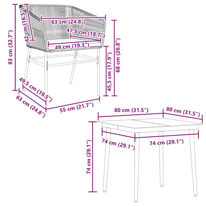 Set da Pranzo da Giardino con Cuscini 5 pz Polyrattan Vetro | homemem39