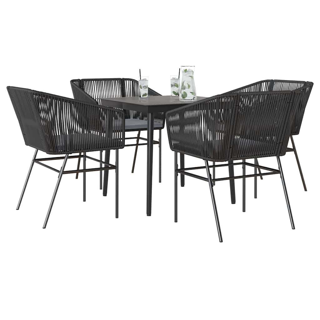 Set da Pranzo da Giardino con Cuscini 5 pz Polyrattan Vetro | homemem39