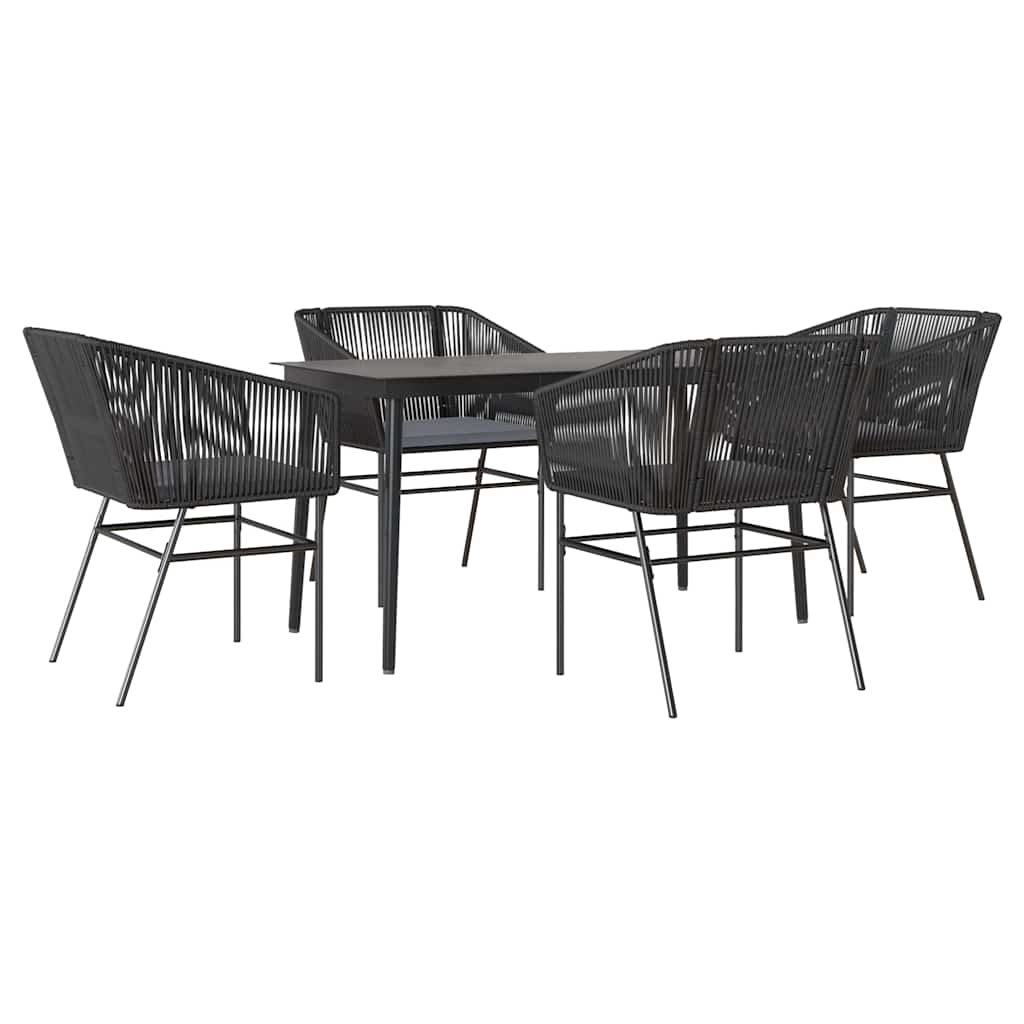 Set da Pranzo da Giardino con Cuscini 5 pz Polyrattan Vetro | homemem39