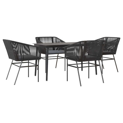 Set da Pranzo da Giardino con Cuscini 5 pz Polyrattan Vetro | homemem39
