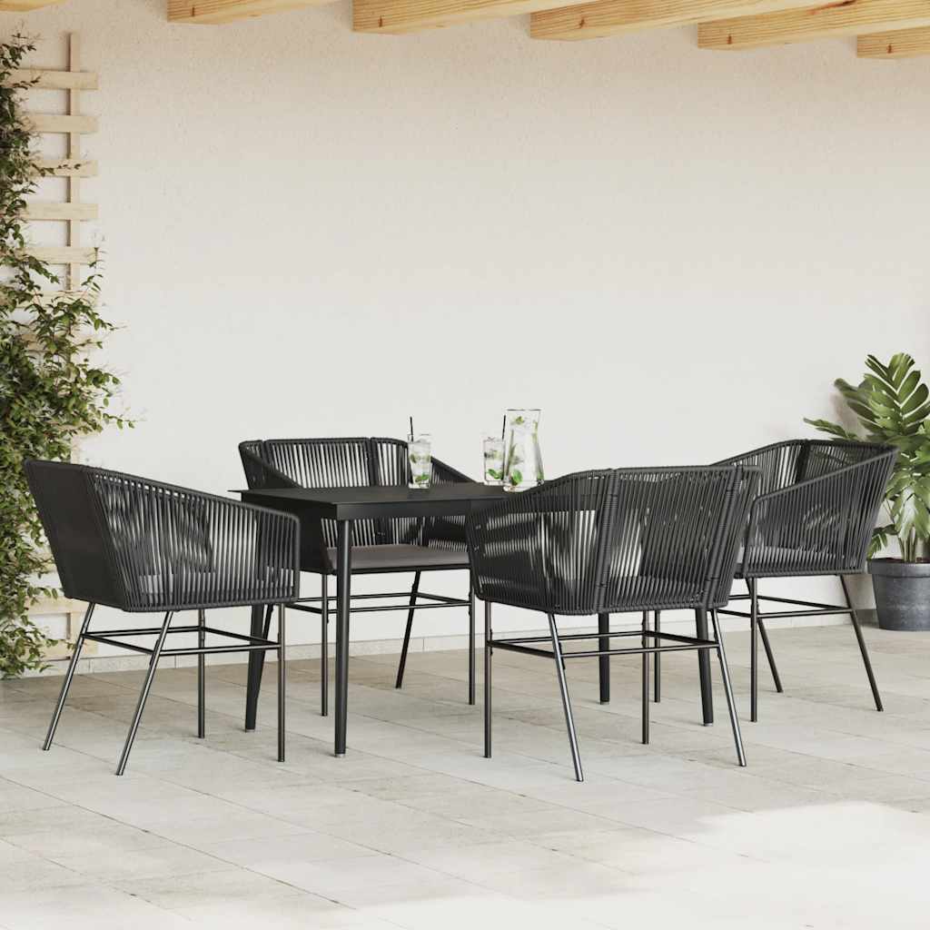 Set da Pranzo da Giardino con Cuscini 5 pz Polyrattan Vetro | homemem39