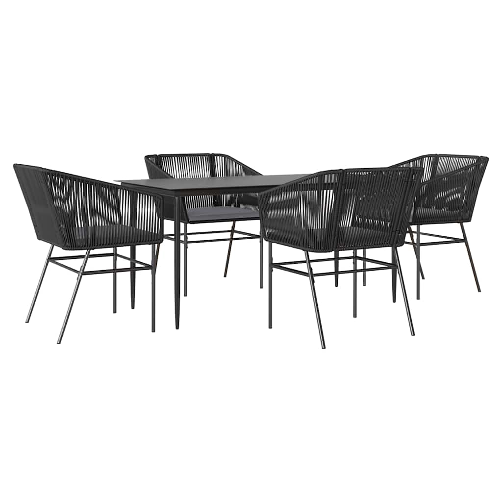 Set da Pranzo da Giardino con Cuscini 5 pz Polyrattan Vetro | homemem39
