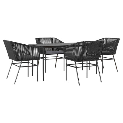Set da Pranzo da Giardino con Cuscini 5 pz Polyrattan Vetro | homemem39