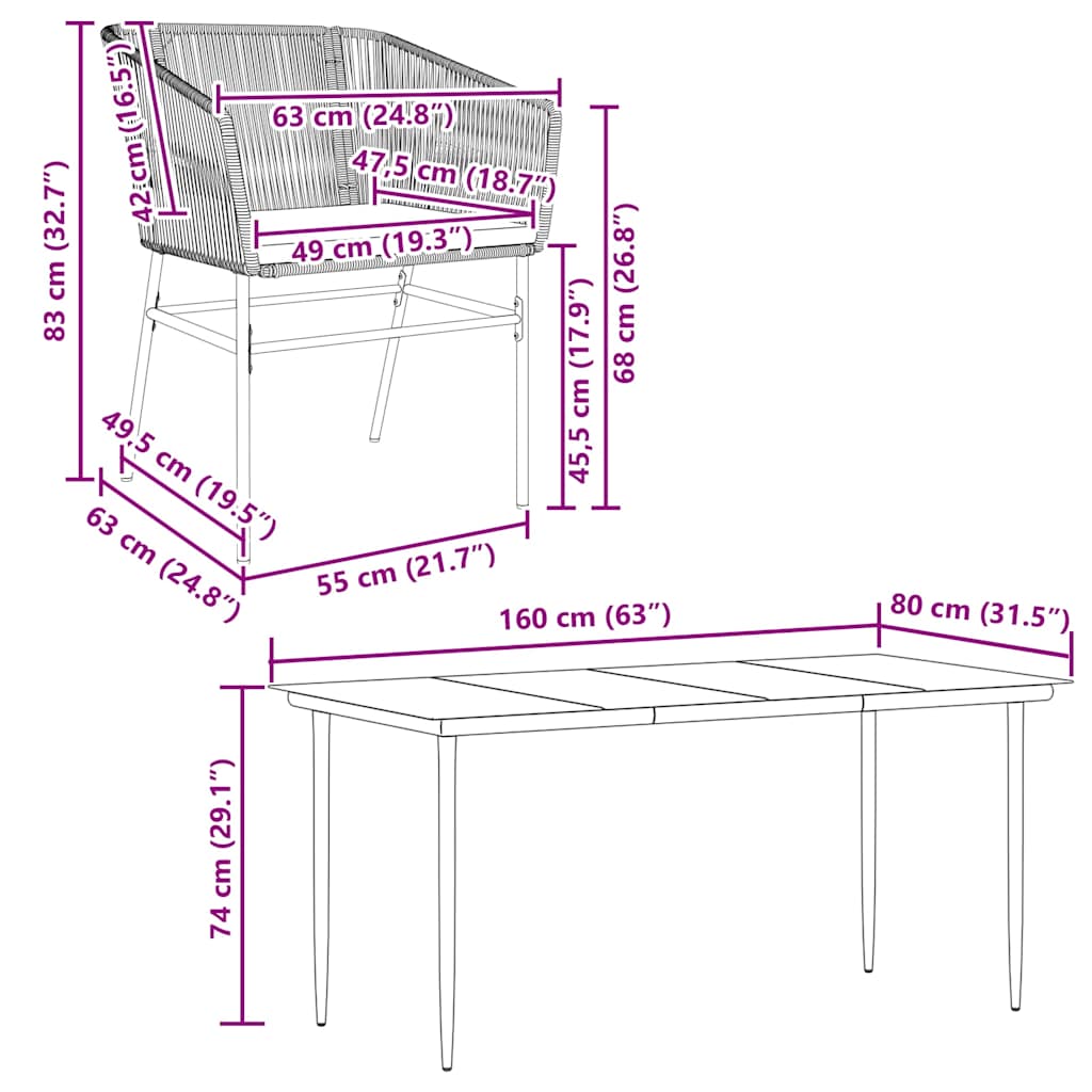 Set da Pranzo da Giardino con Cuscini 5 pz Polyrattan Vetro | homemem39