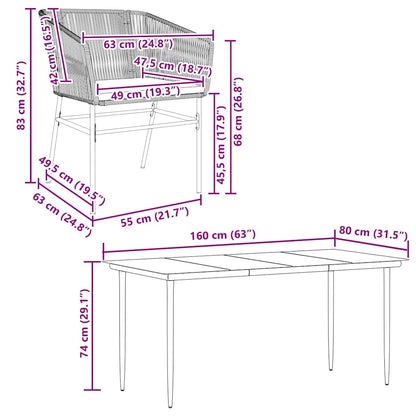 Set da Pranzo da Giardino con Cuscini 5 pz Polyrattan Vetro | homemem39