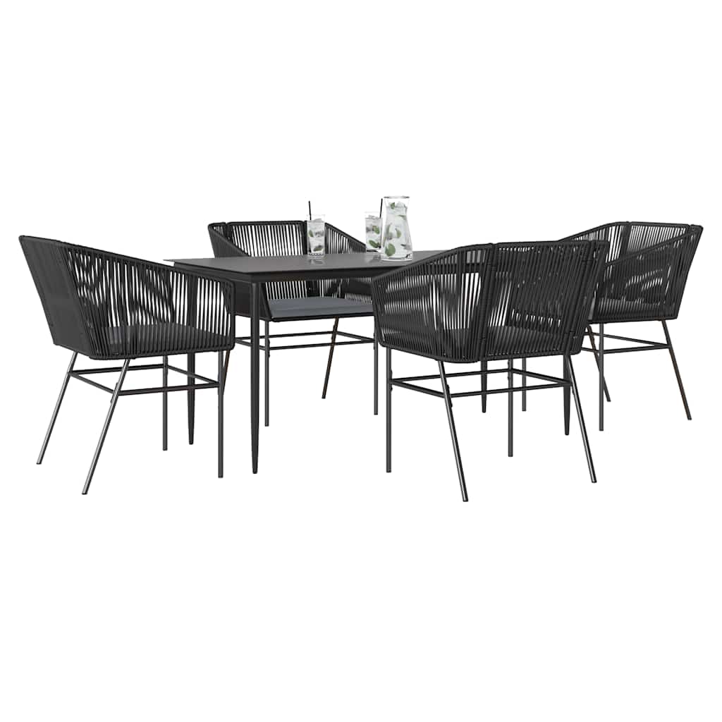 Set da Pranzo da Giardino con Cuscini 5 pz Polyrattan Vetro | homemem39