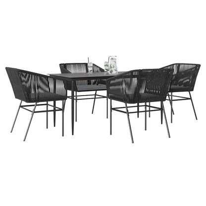 Set da Pranzo da Giardino con Cuscini 5 pz Polyrattan Vetro | homemem39
