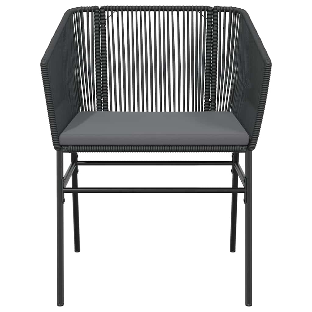 Set Pranzo da Giardino 7 pz Nero con Cuscini Polyrattan Vetro | homemem39