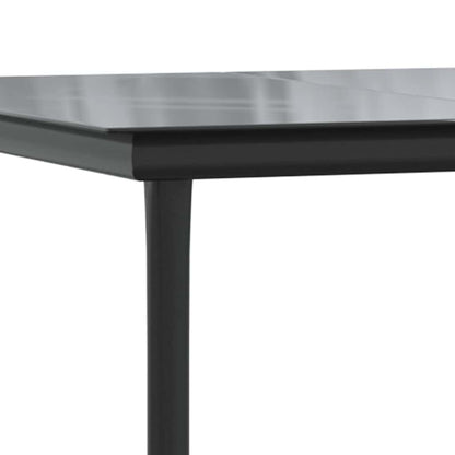 Set Pranzo da Giardino 7 pz Nero con Cuscini Polyrattan Vetro | homemem39