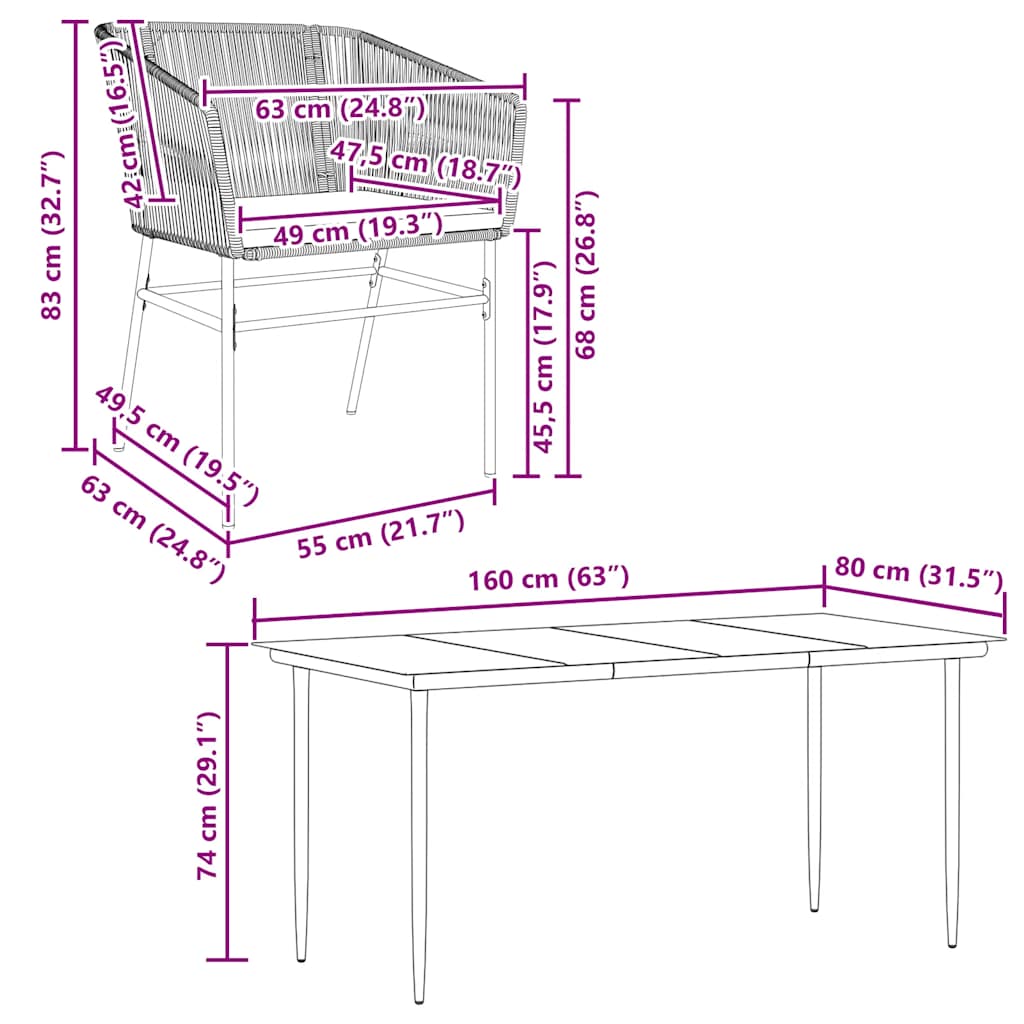 Set Pranzo da Giardino 7 pz Nero con Cuscini Polyrattan Vetro | homemem39