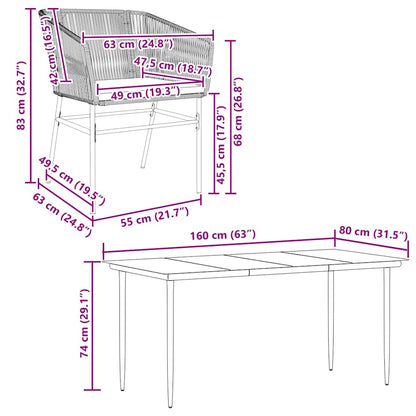 Set Pranzo da Giardino 7 pz Nero con Cuscini Polyrattan Vetro | homemem39