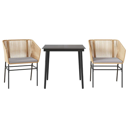 Set da Pranzo da Giardino 3pz con Cuscini Polyrattan Vetro | homemem39