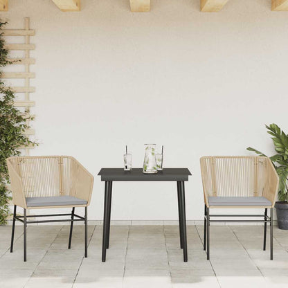 Set da Pranzo da Giardino 3pz con Cuscini Polyrattan Vetro | homemem39