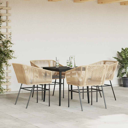 Set da Pranzo da Giardino 5pz con Cuscini Polyrattan Vetro | homemem39