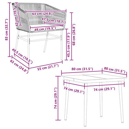 Set da Pranzo da Giardino 5pz con Cuscini Polyrattan Vetro | homemem39