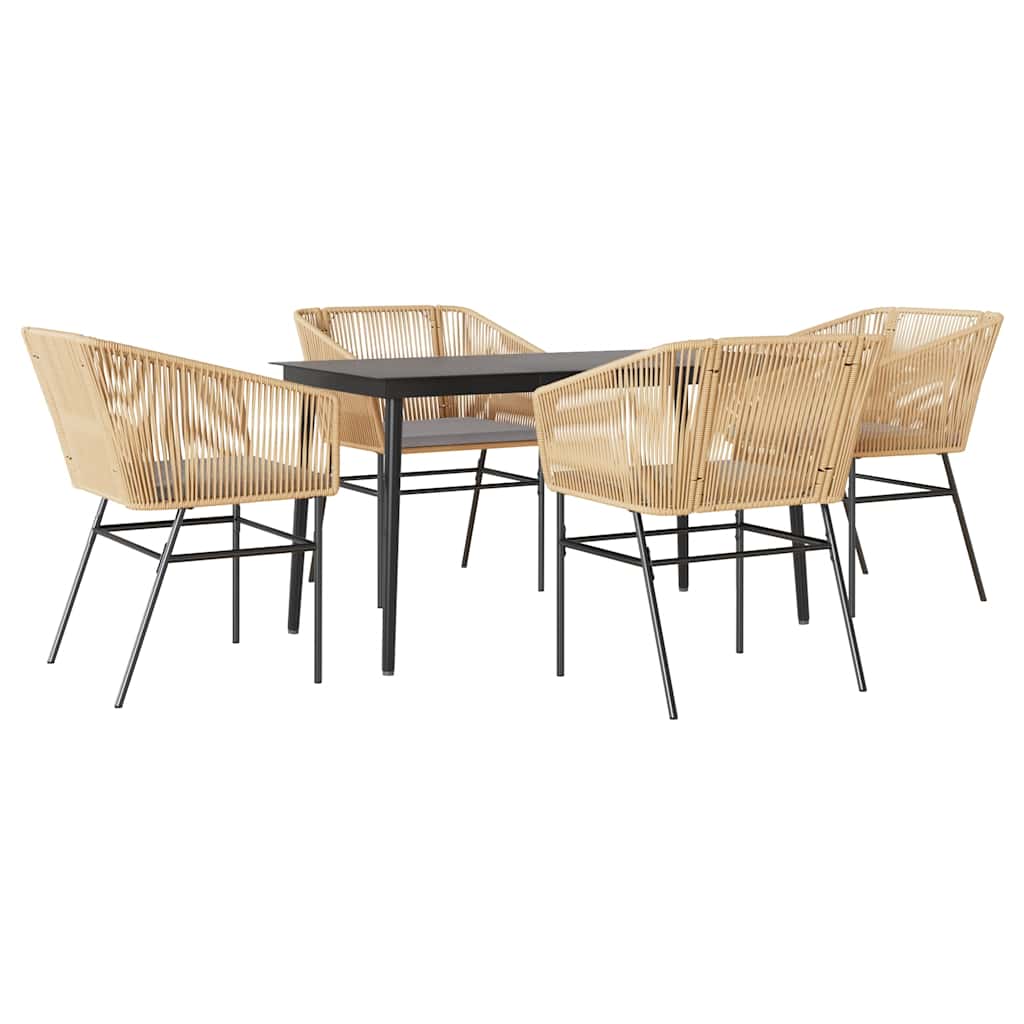 Set da Pranzo da Giardino 5pz con Cuscini Polyrattan Vetro | homemem39
