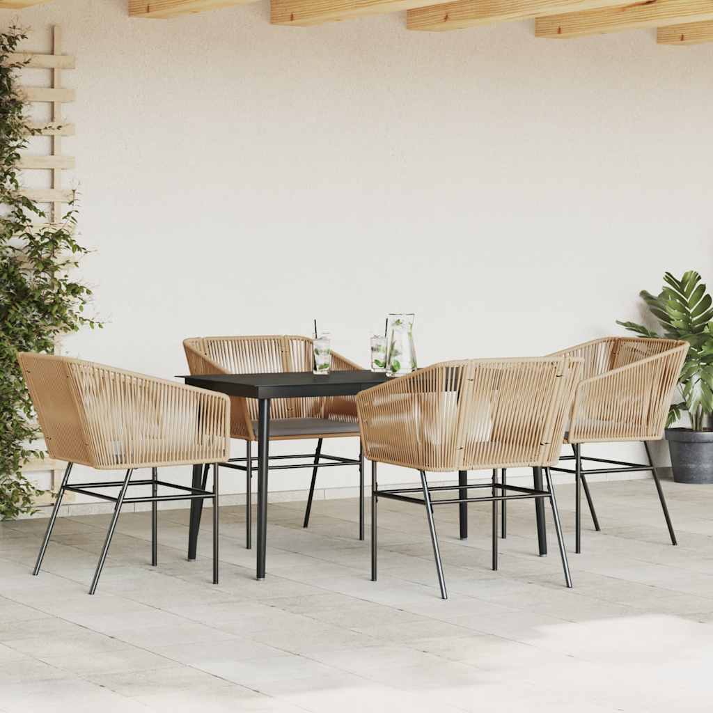 Set da Pranzo da Giardino 5pz con Cuscini Polyrattan Vetro | homemem39